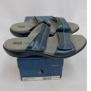NWB! SAS Nudu‎ Slide Sandals Navy 10.5 (WW) Double Wide